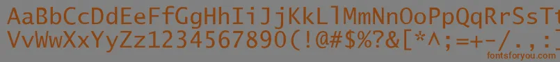 フォントLucidaSansTyp – 茶色の文字が灰色の背景にあります。