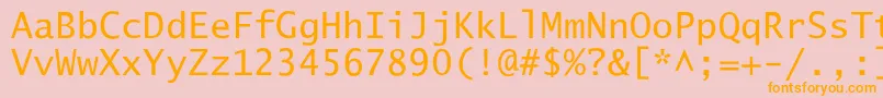 フォントLucidaSansTyp – オレンジの文字がピンクの背景にあります。