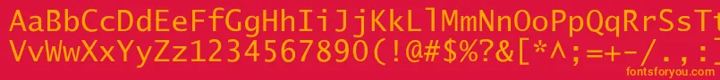 フォントLucidaSansTyp – 赤い背景にオレンジの文字