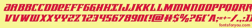 Fonte Lifeforcesuperital – fontes vermelhas em um fundo amarelo