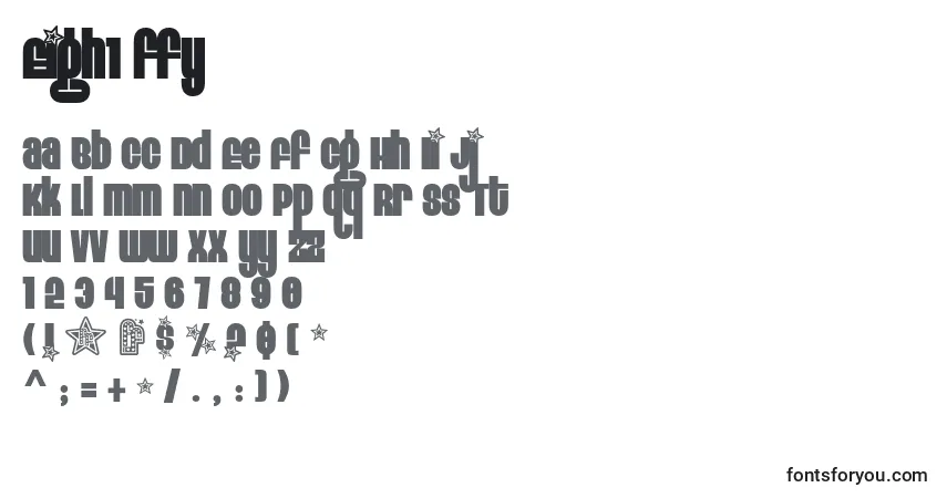 Czcionka Eigh1 ffy – alfabet, cyfry, specjalne znaki