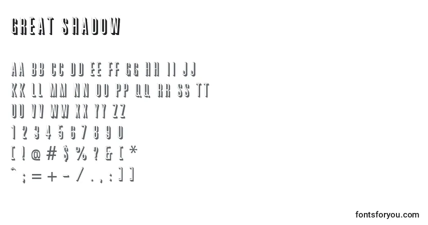 Schriftart Great Shadow – Alphabet, Zahlen, spezielle Symbole