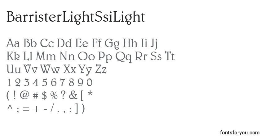 A fonte BarristerLightSsiLight – alfabeto, números, caracteres especiais