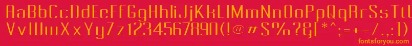 PecotLight-Schriftart – Orangefarbene Schriften auf rotem Hintergrund