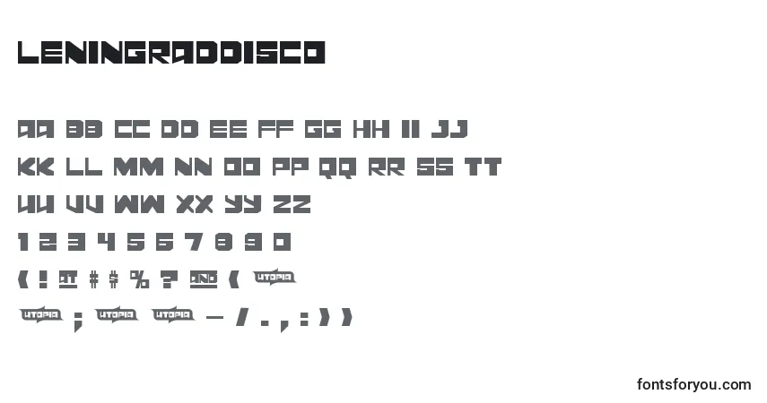 Fuente Leningraddisco - alfabeto, números, caracteres especiales