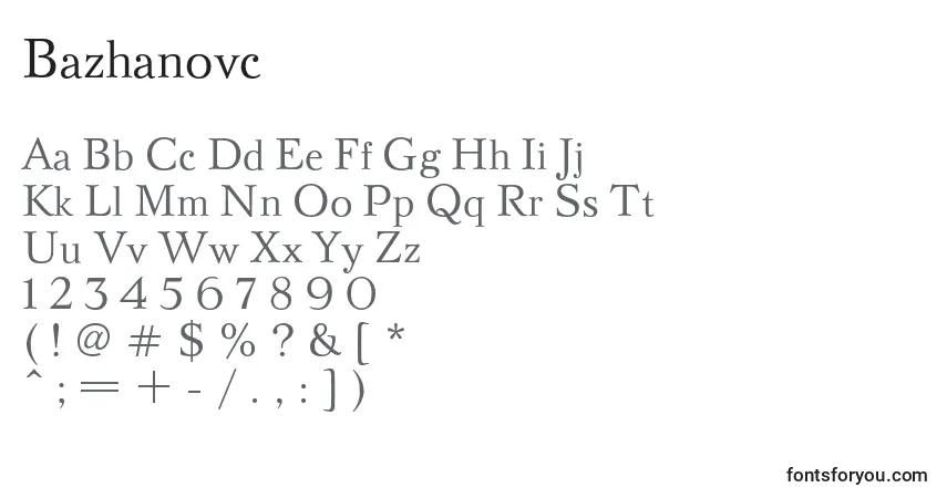 Schriftart Bazhanovc – Alphabet, Zahlen, spezielle Symbole