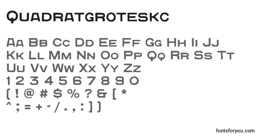 A fonte Quadratgroteskc – alfabeto, números, caracteres especiais