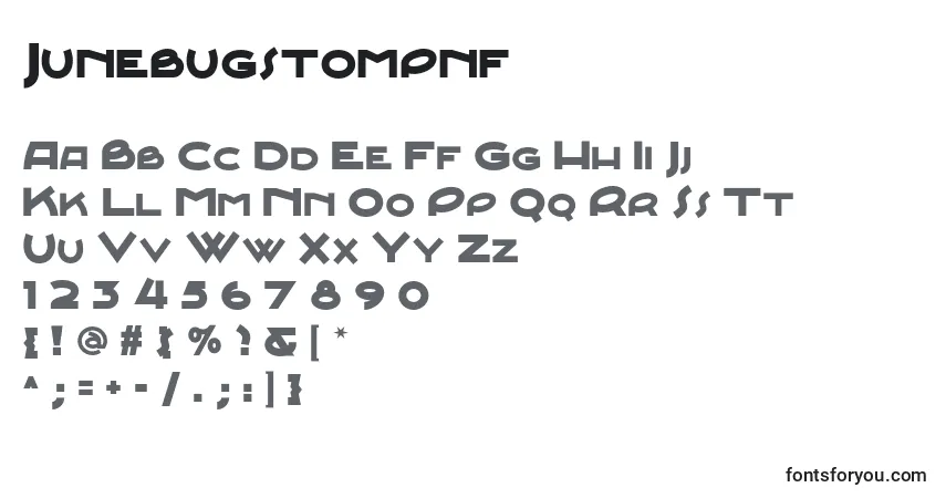 Schriftart Junebugstompnf – Alphabet, Zahlen, spezielle Symbole