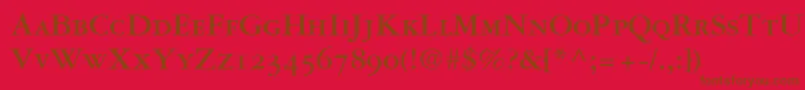 Czcionka GaramondRepriseOldstyleSsiBoldSmallCaps – brązowe czcionki na czerwonym tle