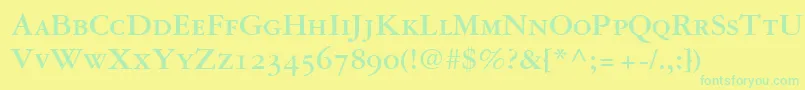 Weitere Informationen zur GaramondRepriseOldstyleSsiBoldSmallCaps-Schriftart GaramondRepriseOldstyleSsiBoldSmallCaps-Schriftart – Grüne Schriften auf gelbem Hintergrund