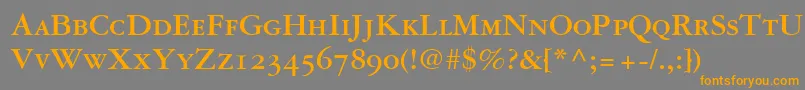 フォントGaramondRepriseOldstyleSsiBoldSmallCaps – オレンジの文字は灰色の背景にあります。