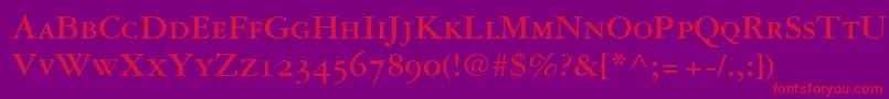 Czcionka GaramondRepriseOldstyleSsiBoldSmallCaps – czerwone czcionki na fioletowym tle