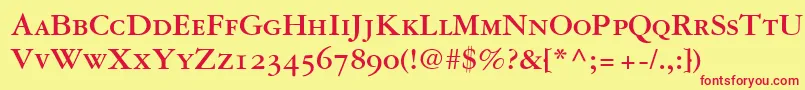 GaramondRepriseOldstyleSsiBoldSmallCaps Font – Red Fonts on Yellow Background