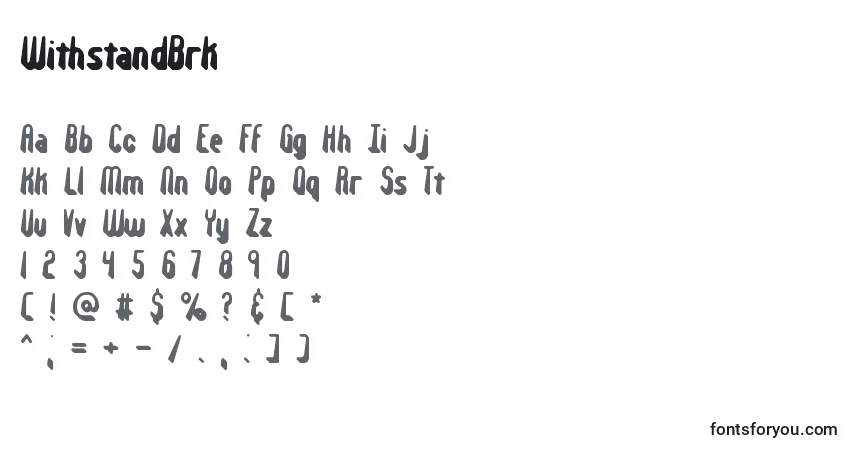 A fonte WithstandBrk – alfabeto, números, caracteres especiais