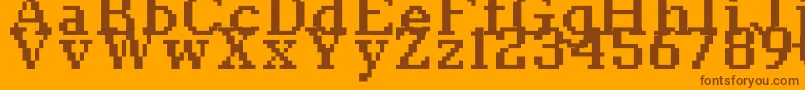 Classic1066-fontti – ruskeat fontit oranssilla taustalla