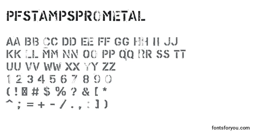 PfstampsproMetal Font – alphabet, numbers, special characters