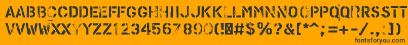 Fonte PfstampsproMetal – fontes pretas em um fundo laranja