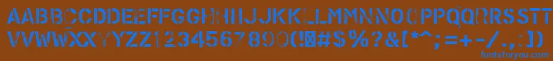 PfstampsproMetal Font – Blue Fonts on Brown Background