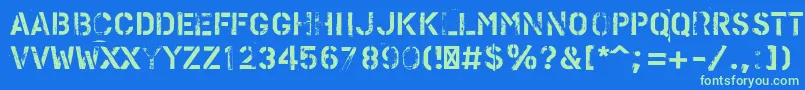 PfstampsproMetal Font – Green Fonts on Blue Background