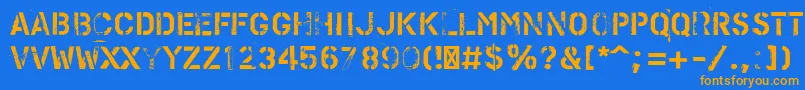 PfstampsproMetal Font – Orange Fonts on Blue Background