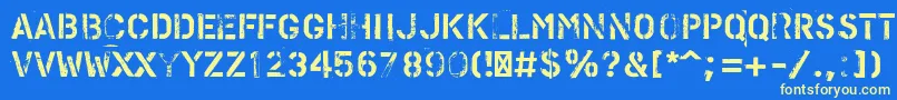 PfstampsproMetal Font – Yellow Fonts on Blue Background