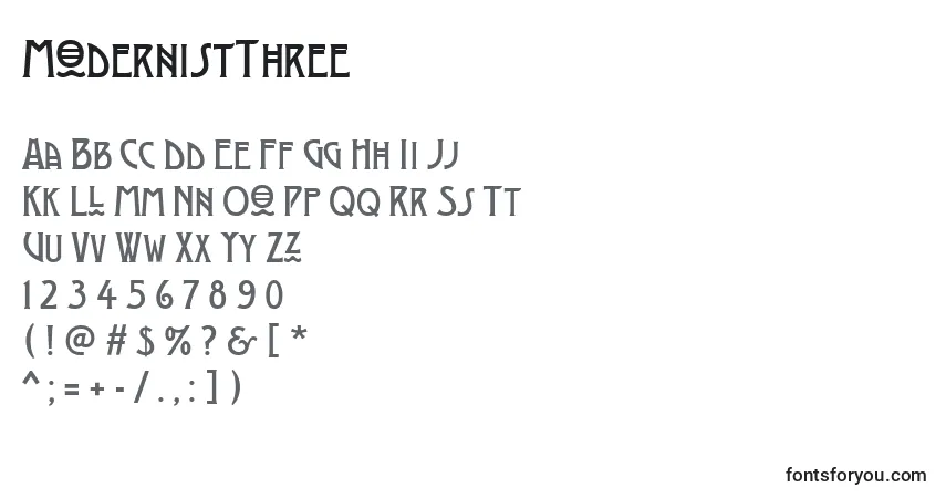 Шрифт ModernistThree – алфавит, цифры, специальные символы