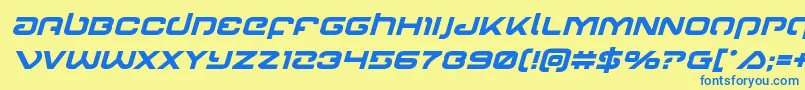 Gunrunnerboldital Font – Blue Fonts on Yellow Background