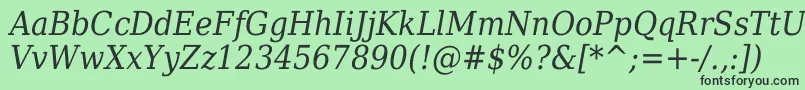 DejavuSerifItalicCondensed-fontti – mustat fontit vihreällä taustalla