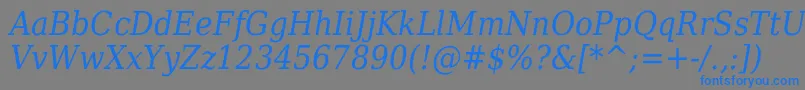 DejavuSerifItalicCondensed-Schriftart – Blaue Schriften auf grauem Hintergrund