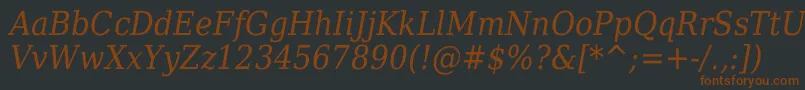 DejavuSerifItalicCondensed Font – Brown Fonts on Black Background