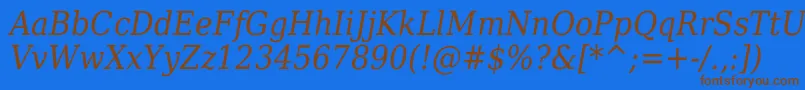 DejavuSerifItalicCondensed-fontti – ruskeat fontit sinisellä taustalla