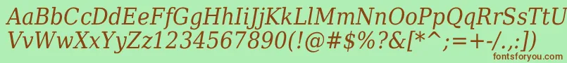 DejavuSerifItalicCondensed Font – Brown Fonts on Green Background