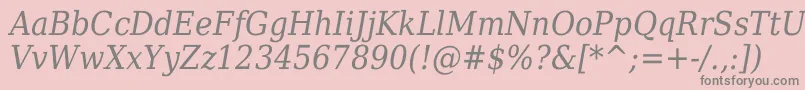 More about DejavuSerifItalicCondensed Font DejavuSerifItalicCondensed Font – Gray Fonts on Pink Background