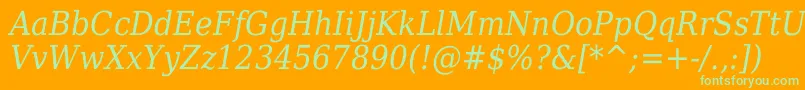 DejavuSerifItalicCondensed Font – Green Fonts on Orange Background