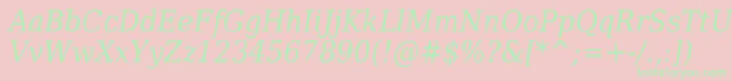 DejavuSerifItalicCondensed-fontti – vihreät fontit vaaleanpunaisella taustalla