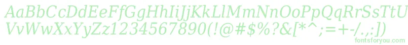 DejavuSerifItalicCondensed-fontti – vihreät fontit valkoisella taustalla