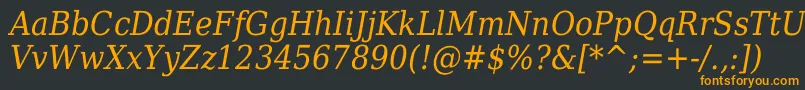 DejavuSerifItalicCondensed-fontti – oranssit fontit mustalla taustalla