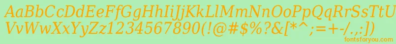 Шрифт DejavuSerifItalicCondensed – оранжевые шрифты на зелёном фоне