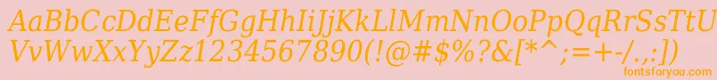 Fonte DejavuSerifItalicCondensed – fontes laranjas em um fundo rosa