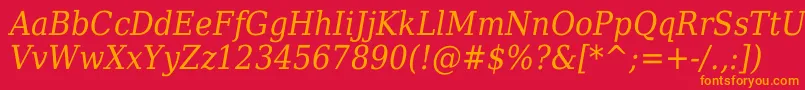 フォントDejavuSerifItalicCondensed – 赤い背景にオレンジの文字