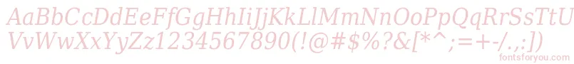 DejavuSerifItalicCondensed-Schriftart – Rosa Schriften auf weißem Hintergrund