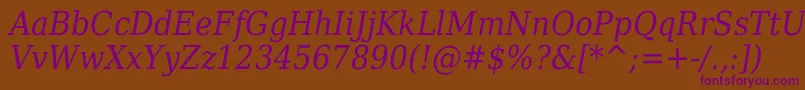 DejavuSerifItalicCondensed Font – Purple Fonts on Brown Background