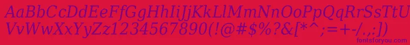 DejavuSerifItalicCondensed Font – Purple Fonts on Red Background