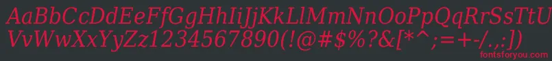 フォントDejavuSerifItalicCondensed – 黒い背景に赤い文字