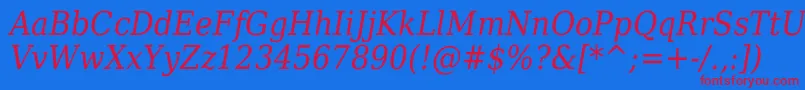 フォントDejavuSerifItalicCondensed – 赤い文字の青い背景