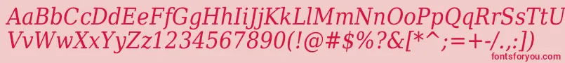 DejavuSerifItalicCondensed-Schriftart – Rote Schriften auf rosa Hintergrund