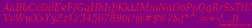 DejavuSerifItalicCondensed Font – Red Fonts on Purple Background