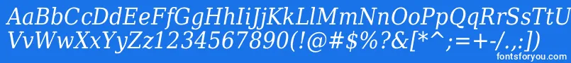 DejavuSerifItalicCondensed-fontti – valkoiset fontit sinisellä taustalla