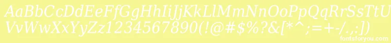 フォントDejavuSerifItalicCondensed – 黄色い背景に白い文字