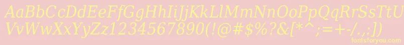フォントDejavuSerifItalicCondensed – 黄色のフォント、ピンクの背景